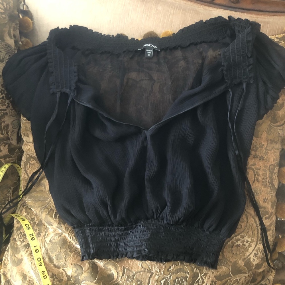 Bebe Silk off the shoulders blouse/top